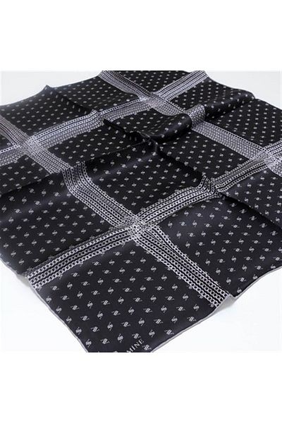 Armine DJ PURE SILK SCARF 8113D( S) (NOSTALJİ SURA) ΜΑΥΡΟ - ΓΚΡΙ - 8113-13