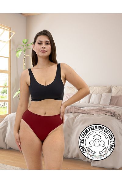 ALYA UNDERWEAR Възстановяващи дамски слипове с висока талия - 5 опаковки бордо черно тъмно синьо K зелено индиго