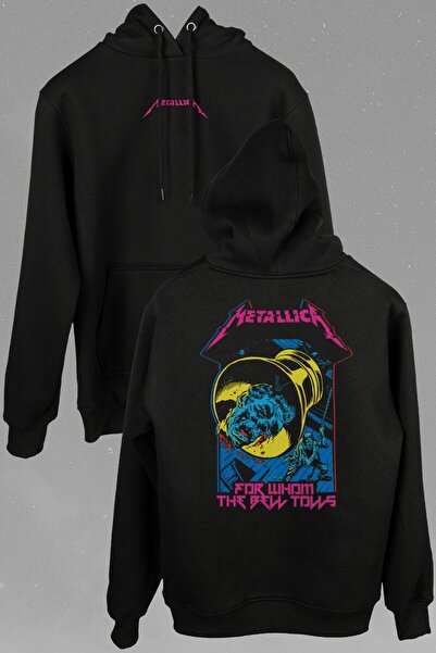 Kendim Seçtim سويت شيرت ميتاليكا فور هوم ذا بيل نيو روك ميتال مطبوع من الأمام والخلف بقلنسوة للجنسين