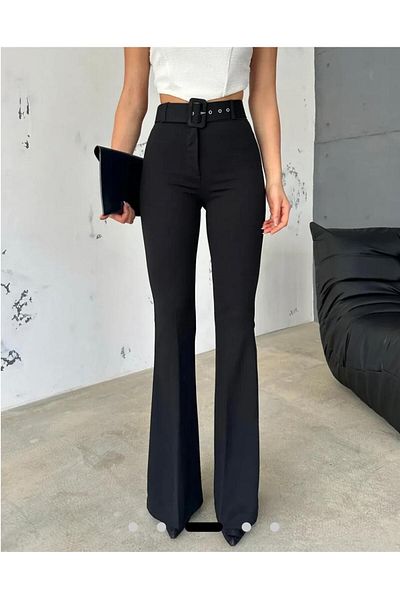 Asia Spanish High Waist Belt Fabric Pants (Lycra Double Fabric)