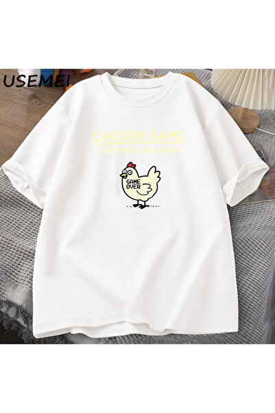 Drippy تي شيرت قطني مضحك من Don't Look At The Chicken - تصميم جرافيك بأكمام ق...