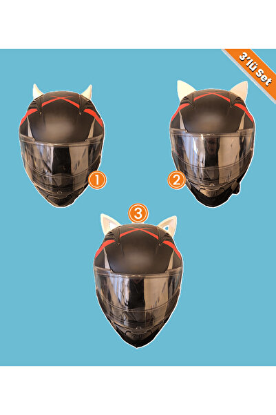 3dfabrick Kask süsü -3 lü set Kedi kulağı,kask boynuzu ve Rüzgar Tutmaz kedi ...