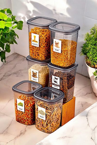 welcomein 6-Piece Square Food Storage Set with 1200ml Capacity - Hard Cover and Sticker Gift