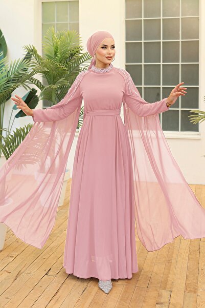 hakimoda Tesettür Laren Şifon Abiye Pudra