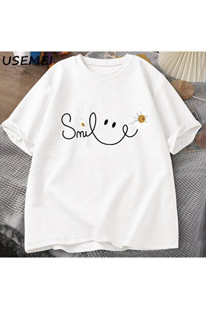 Drippy Hundred Daisy Smile T-shirt - Flower Štampano , Pamuk Majica kratkih r...