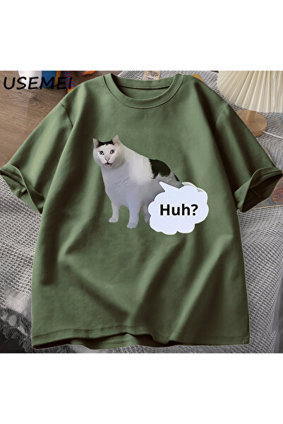 Drippy Tricou pentru bărbați și femei Huh Cat Funny Meme - Gât rotund confort...