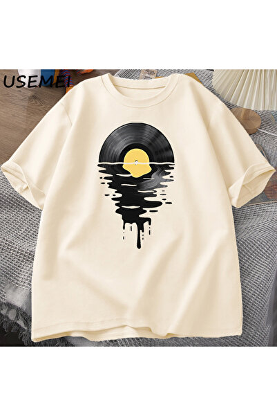 Drippy Sunset Vintage Music Lover T-shirt - Vinil, Cool, za DJ učitelja muzike