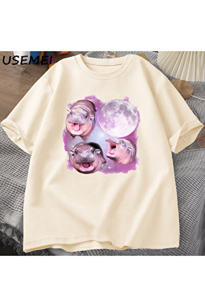 Drippy Smešni crtani film, slatki Moodeng za muškarce i žene T-shirt - Pamuk,...