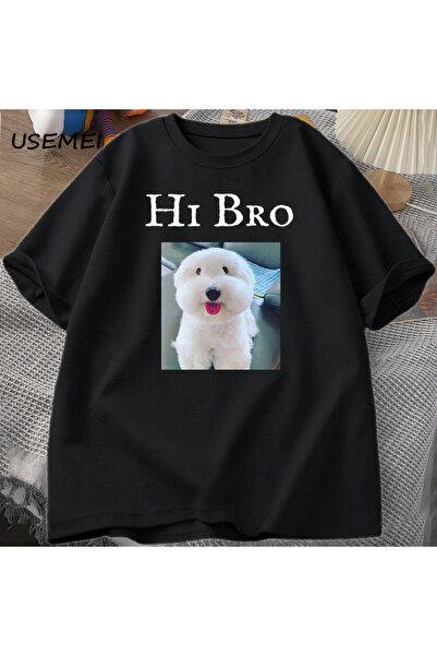 Drippy Za muškarce i žene Hello Bro Dog Puppy T T-shirt - Ležerna Y2K smešna ...