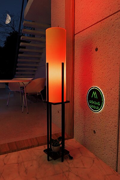 gökdağ group g g 2 Raflı Kumaş Siyah Mermer Desenli Lambader