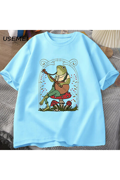 Drippy Slatka majica sa žabom u stilu cottagecore koja svira bendžo, muškarci...