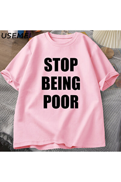 Drippy Biti siromašan sprečava žene da nose ležerne majice Pamuk Štampano Y2K...