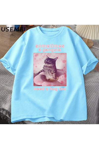 Drippy Muška i ženska gangsta majica sa smešnim mačjim memom - Ponekad, zagrl...