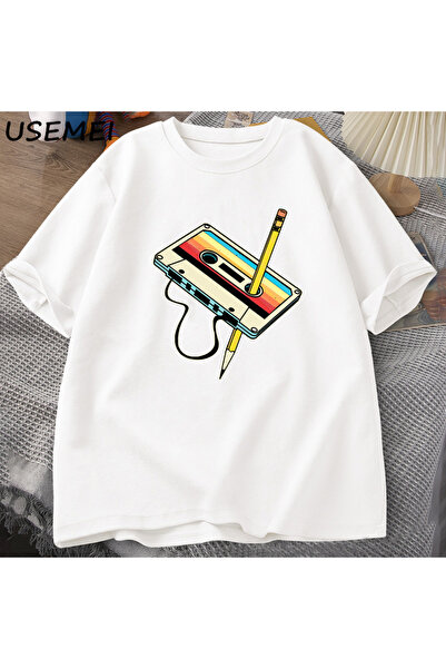 Drippy 80-ih Kasetofon Olovka Sa deznom Muška i Ženska Retro Muzika T-shirt -...