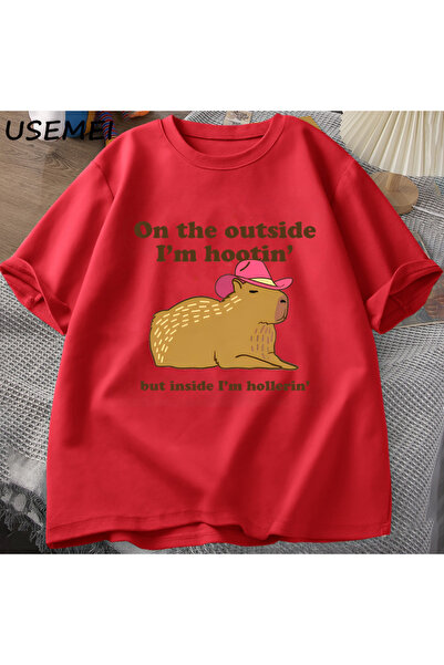 Drippy Hootin Capybara Out Here I Am majica - Man West T-shirt, Kauboj Kauboj...