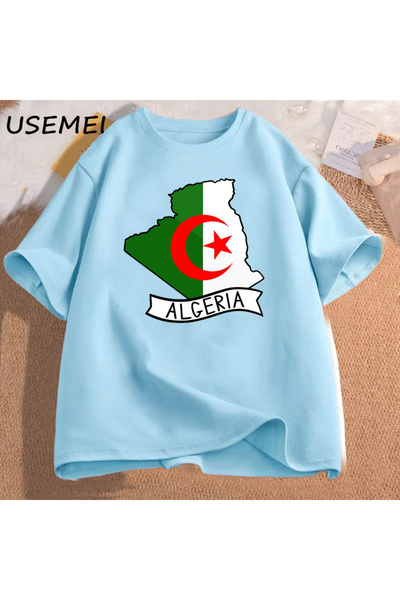 Drippy Majica sa mapom zastave Alžira, majica za putovanje u Alžir, majica sa...