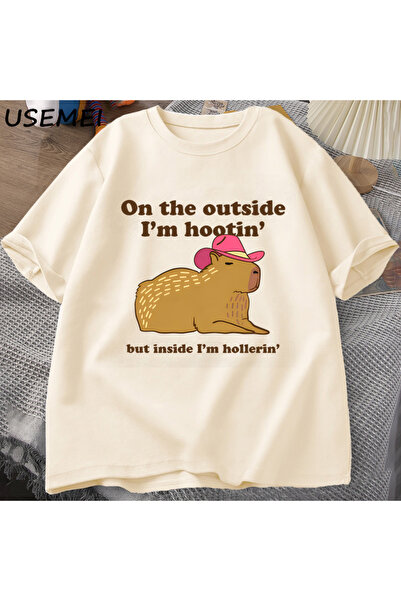 Drippy Hootin Capybara Out Here I Am majica - Man West T-shirt, Kauboj Kauboj...