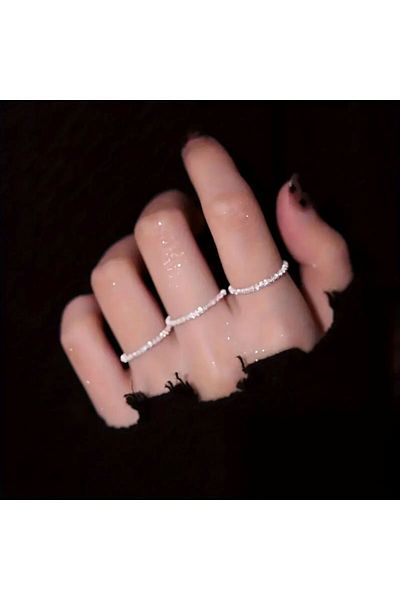 Minnoş Dükkan 3Pcs Minimalist Shimmering Dainty Ring