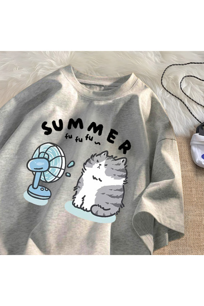 Drippy mačka Grafički smešni ventilator T-shirt - Pamuk, udobno leto, kratki ...