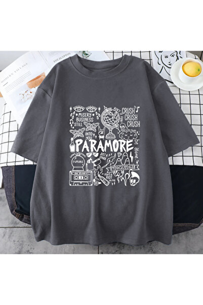 Drippy Paramore Doodle Vintage άλμπουμ με τυπωμένο άνετο μπλουζάκι χιπ χοπ - Streetwear