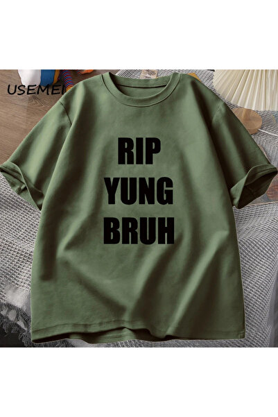 Drippy YUNG BRUH RIP T-shirt - Lil Tracy Meme Peep, Pamuk, Ljetna Smiješna Ov...