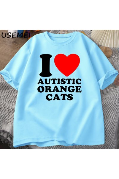 Drippy Ja sam srce autističan narančasta mačka s T-shirt smešna autistična gl...