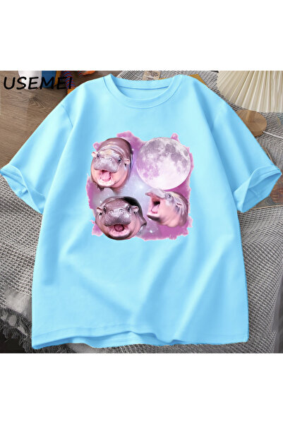 Drippy Smešni crtani film, slatki Moodeng za muškarce i žene T-shirt - Pamuk,...