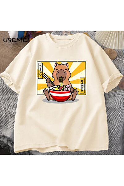 Drippy Tricou casual pentru bărbați din bumbac Capybara - mânecă scurtă, modu...