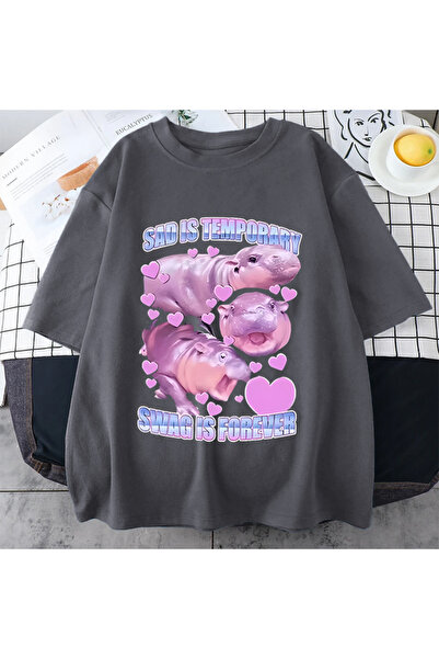 Drippy Tricou Moo Deng Vintage Hippo Memelik - Bărbați și Femei
