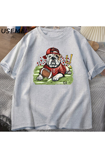 Drippy Go Bulldogs T-shirt - Zabavna fudbalska grafika, Štampano %, Pamuk kra...