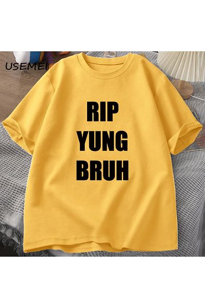 Drippy Tricou YUNG BRUH RIP - Lil Tracy Meme Peep, Bumbac, Tricou supradimensionat amuzant de vară