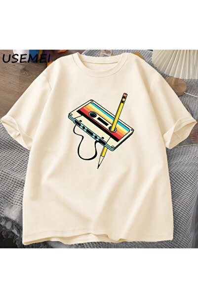Drippy 80-ih Kasetofon Olovka Sa deznom Muška i Ženska Retro Muzika T-shirt -...