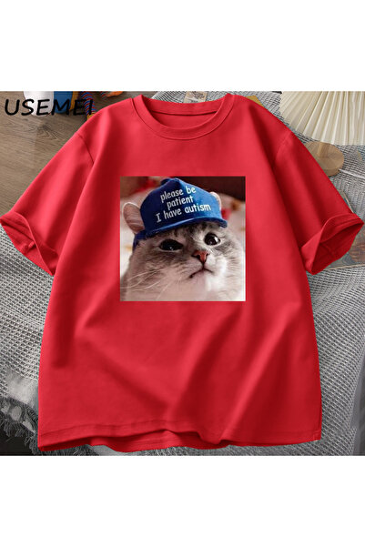 Drippy Muška T-shirt - Budi strpljiv, ja sam autizam mačka grafika, kratki ru...
