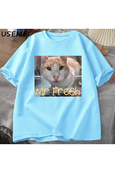 Drippy Mr Fresh Meme - Orange mačka Jedite T-shirt, Smešni meme sa bočnim pog...