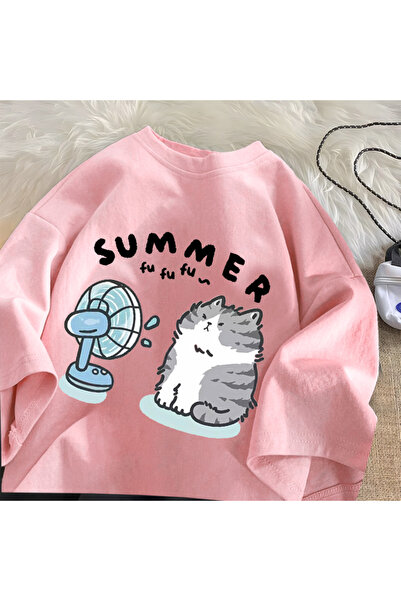 Drippy mačka Grafički smešni ventilator T-shirt - Pamuk, udobno leto, kratki ...