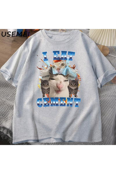 Drippy Аз съм забавен котарак от цимент Мем Тениска с къс ръкав от памук с пр...