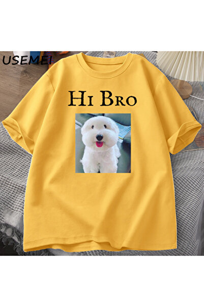 Drippy Za muškarce i žene Hello Bro Dog Puppy T T-shirt - Ležerna Y2K smešna ...