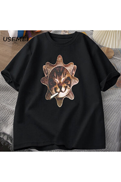 Drippy Che Glo Cat Kitten Sun T-shirt - Y2K Destroy Lonely Design, pamučna roba