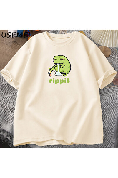Drippy Rippit Frogs Graphic T-shirt - Ležerni pamuk, kratki rukavi, štampani ...