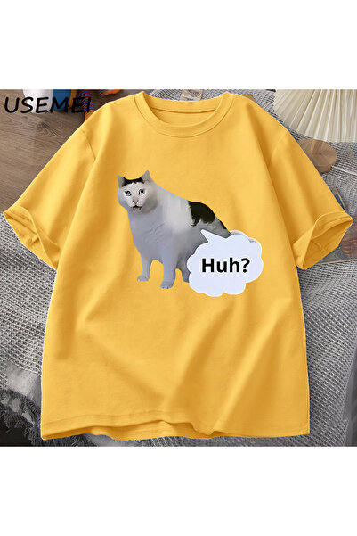 Drippy Muškarci Žene Huh mačka Smešni Meme T-shirt - Opušteni Okrugli Vrat, P...
