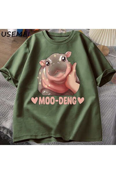 Drippy Hippo Sa deznom Moo Deng Dječja Majica - Slatka, Pamuk, Kratki Rukav, ...