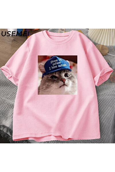 Drippy Muška T-shirt - Budi strpljiv, ja sam autizam mačka grafika, kratki ru...