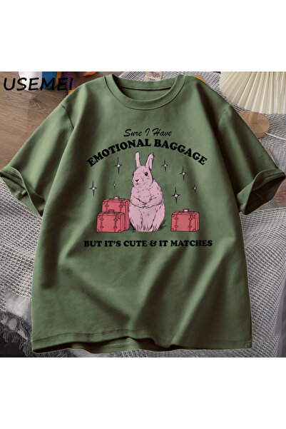 Drippy Vintage Rabbit Sa deznom Emin Ben Dugusal Luggage Funny T-shirt - Ljet...