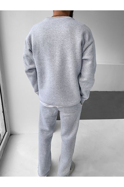 NO1 KONSEPT Gray Oversize Crew Neck Sweat Tracksuit Set