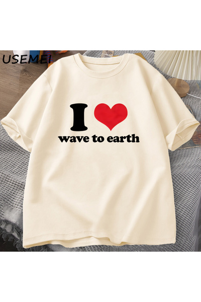 Drippy Я люблю хвилі T-Shirt чоловіки жінки я серце хвиля земля графічний футболка