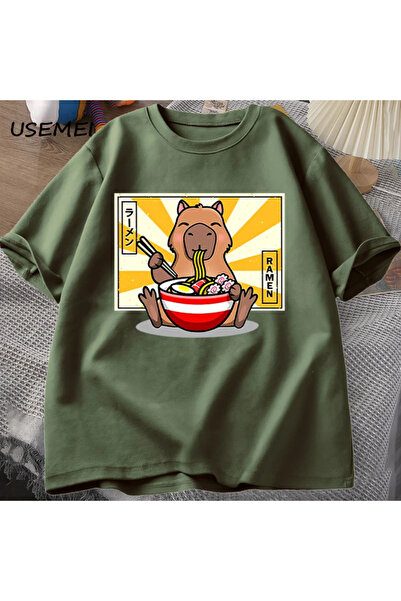 Drippy Tricou casual pentru bărbați din bumbac Capybara - mânecă scurtă, modu...