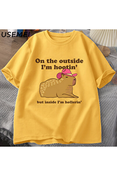 Drippy Hootin Capybara Out Here I Am majica - Man West T-shirt, Kauboj Kauboj...