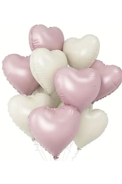 Çemrek Süs Parti Set of 10 18-Inch Soft Pink Heart Foil Balloon