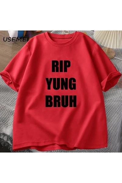 Drippy Tricou YUNG BRUH RIP - Lil Tracy Meme Peep, Bumbac, Tricou supradimensionat amuzant de vară