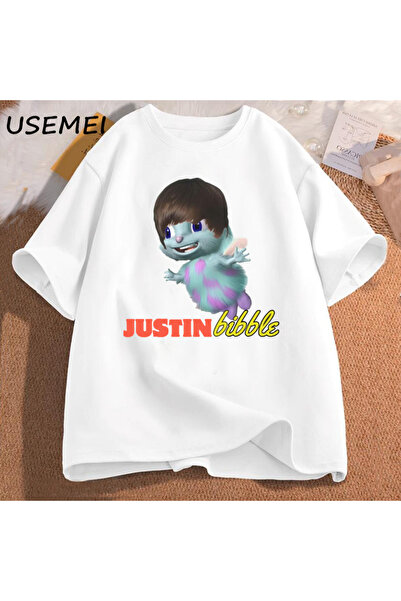 Drippy Justin Bibble Smešno štampana muška i ženska pamučna majica kratkih ru...